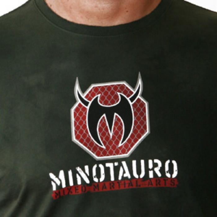 総合格闘技MMAブランド／その他　Tシャツ　　MINOTAURO CLOTHING／ミノタウロ・クローシング　オクタゴンMMA モスグリーン・ウォッシュ