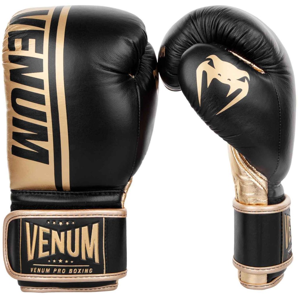 VENUM/ヴェナム SHIELD PRO BOXING GLOVES VELCRO／シールド プロボクシンググローブ ベルクロ（黒／ゴールド）