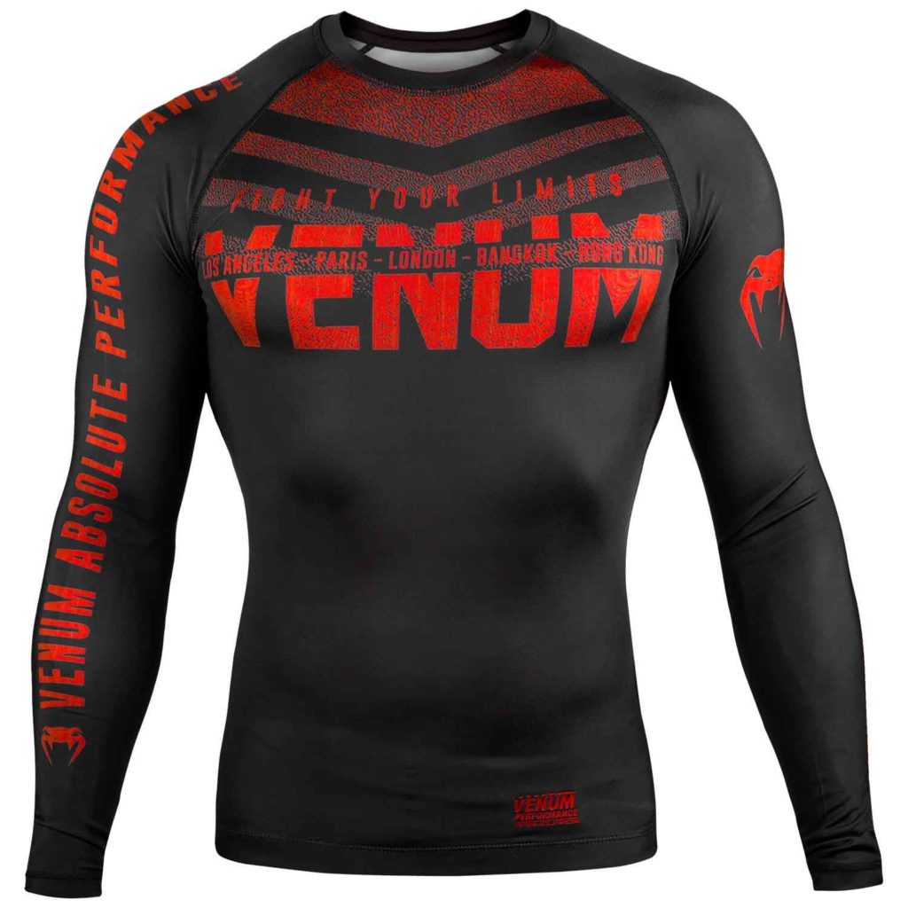 VENUM/ヴェナム SIGNATURE RASHGUARD LONG SLEEVES／シグネイチャー ラッシュガード ロング（黒／レッド）