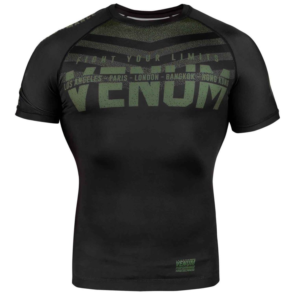 VENUM/ヴェナム SIGNATURE RASHGUARD SHORT SLEEVES/シグネイチャー ラッシュガード ショート(黒/カーキ)
