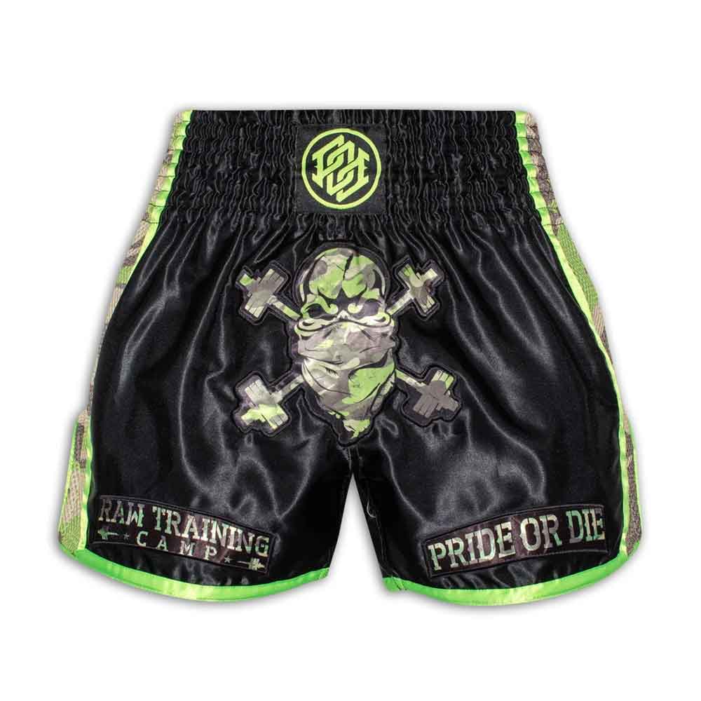 PRIDE OR DIE（PRiDEorDiE）／プライド オア ダイ RAW TRAINING CAMP Muay Thai Shorts Jungle Camo／ロウ トレーニングキャンプ ムエタイショーツ（ジャングルカモ）