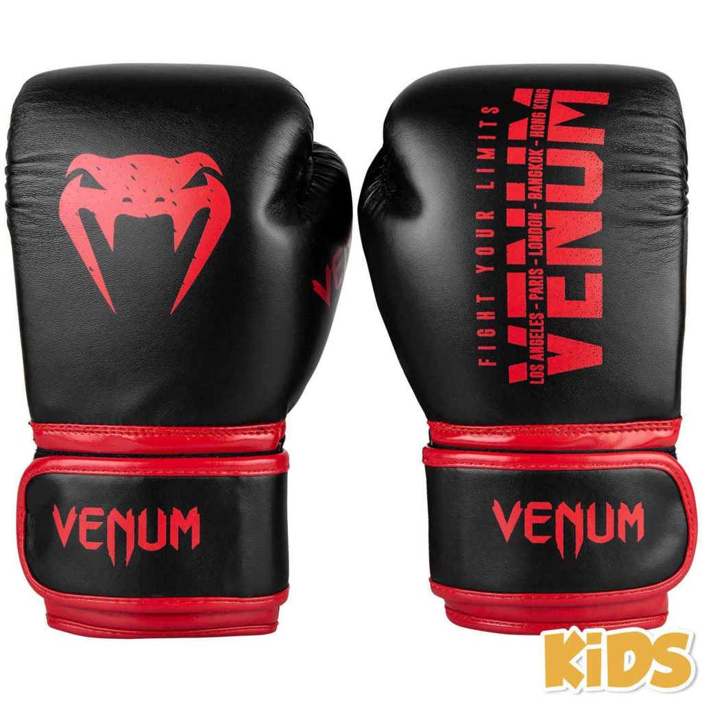 VENUM/ヴェナム SIGNATURE KIDS BOXING GLOVES／シグネチャー キッズ ボクシンググローブ（黒／レッド）