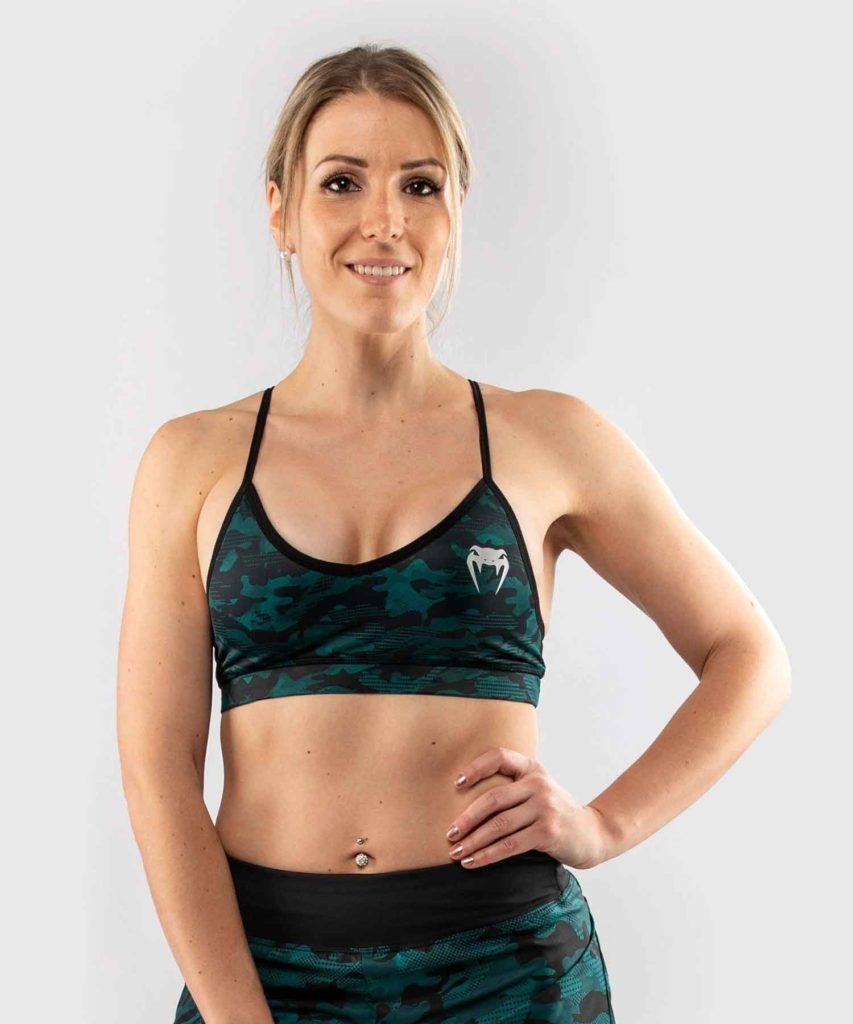 VENUM WOMEN/ヴェナム レディース DEFENDER SPORT BRAS／ディフェンダー スポーツブラ（黒／グリーンカモ）