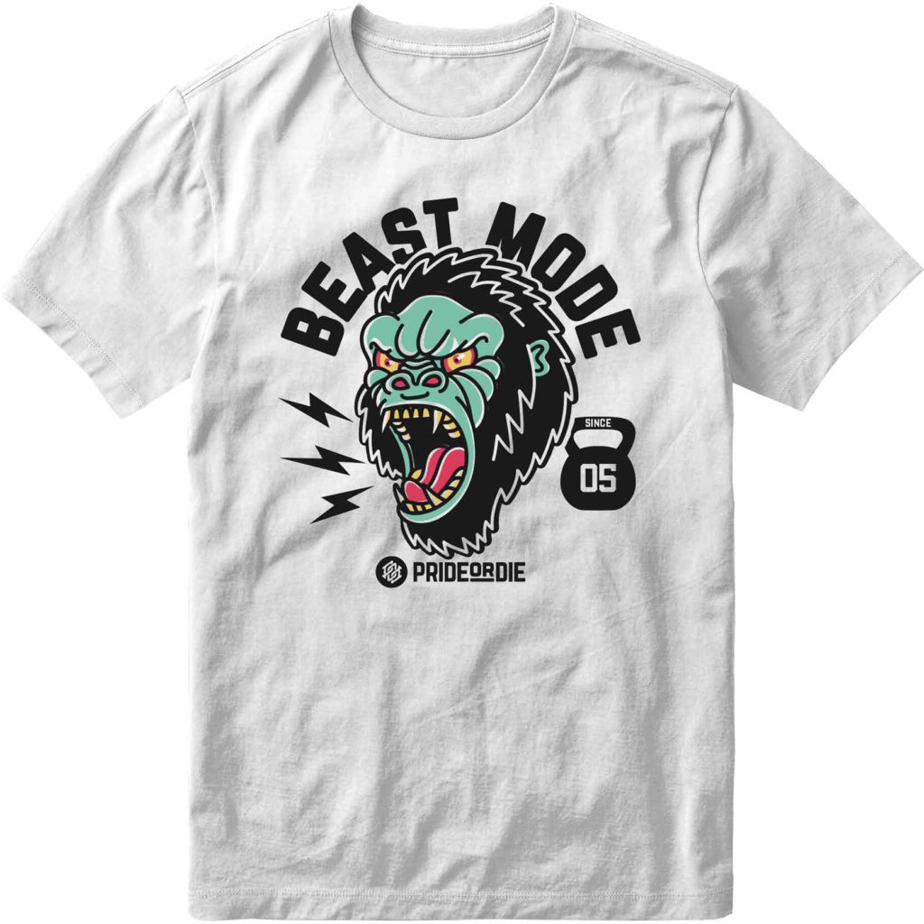 PRIDE OR DIE（PRiDEorDiE）／プライド オア ダイ BEAST MODE T-Shirt／ビーストモード Tシャツ（白）