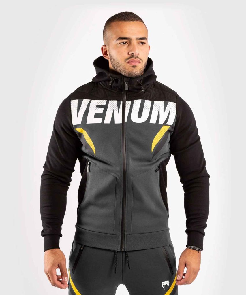 VENUM/ヴェナム VENUM×ONE FC IMPACT HOODIE／VENUM×ONE FC インパクト フーディー（パーカー）グレー／黒／イエロー