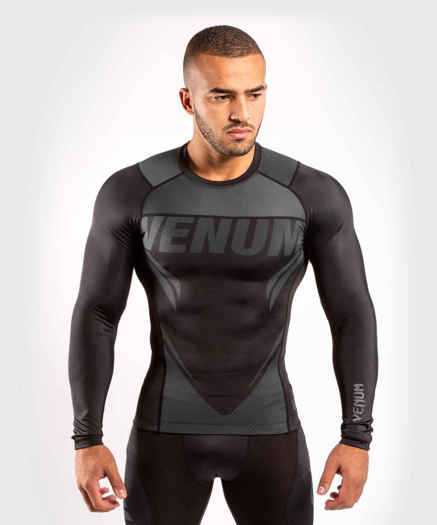 VENUM/ヴェナム VENUM×ONE FC IMPACT RASHGUARD LONG SLEEVES／VENUM×ONE FC インパクト ラッシュガード ロングスリーブ（黒／グレー）