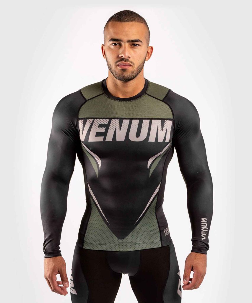 VENUM/ヴェナム VENUM×ONE FC IMPACT RASHGUARD LONG SLEEVES／VENUM×ONE FC インパクト ラッシュガード ロングスリーブ（黒／カーキ）