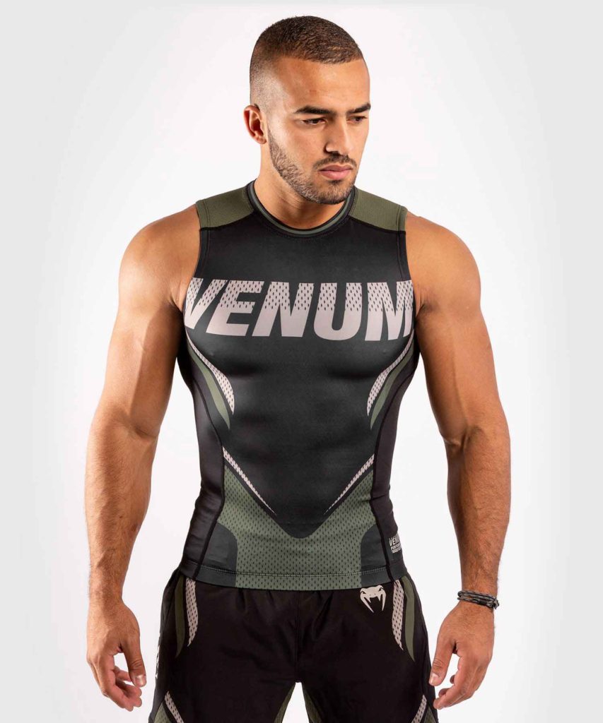 VENUM/ヴェナム VENUM×ONE FC IMPACT RASHGUARD SLEEVELESS／VENUM×ONE FC インパクト ラッシュガード スリーブレス（黒／カーキ）