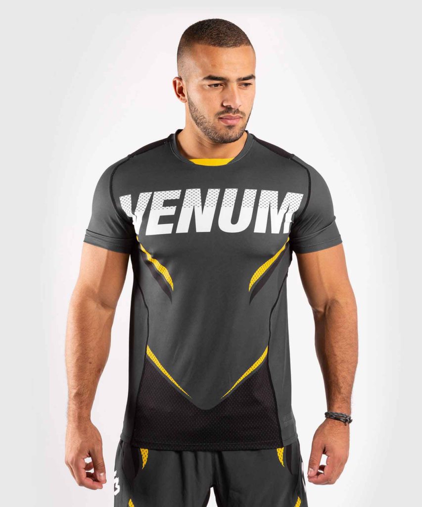 VENUM/ヴェナム VENUM×ONE FC IMPACT DRY TECH T-SHIRT／VENUM×ONE FC インパクト ドライテックTシャツ（グレー／黒／イエロー）