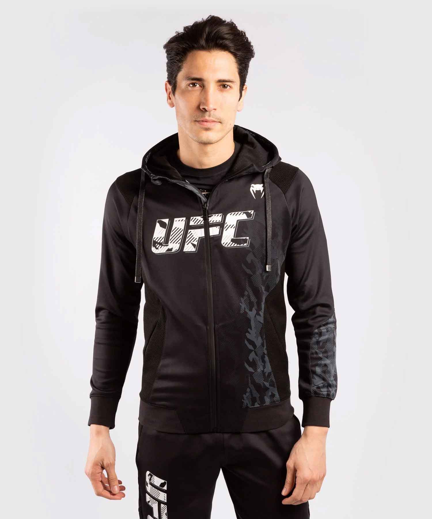 UFC VENUM AUTHENTIC FIGHT WEEK MEN'S ZIP HOODIE／UFC VENUM オーセンティック ファイトウィーク メンズ ジップフーディー（パーカー）黒／白／グレー