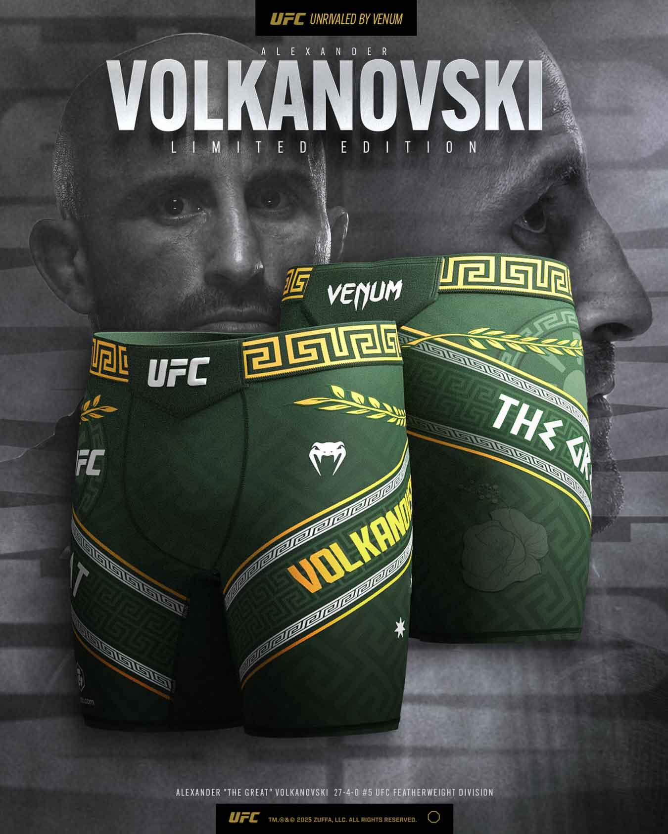 UFC Unrivaled by VENUM Alexander Volkanovski Vale Tudo Short／限定版UFCアンライバルド by ヴェナム アレクサンダー・ヴォルカノフスキー バーリトゥードショーツ