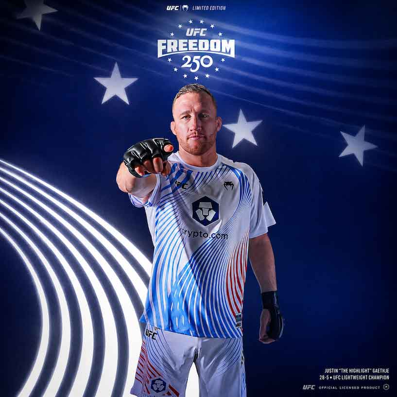 Official UFC Freedom 250 by Venum Authentic Fight Night Men's White Long Fit Short／オフィシャル UFC フリーダム 250 by ヴェナム オーセンティック ファイトナイト メンズ ロングフィット ファイトショーツ（白）