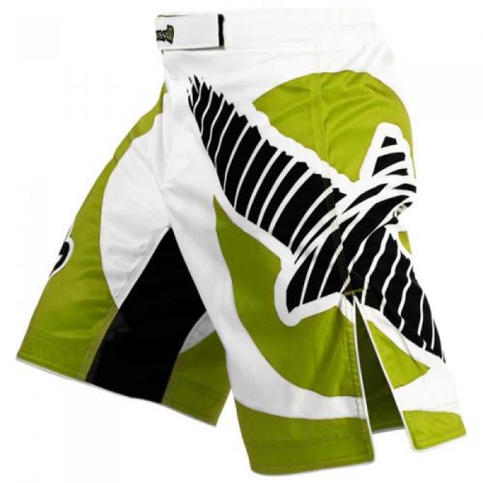 Hayabusa Fightwear／ハヤブサ・ファイトウェア　CHIKARA FIGHTSHORT／チカラ ファイトショーツ（白／ライトグリーン）
