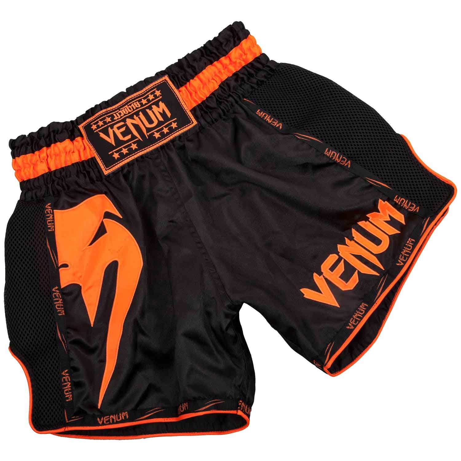 VENUM／ヴェナム　ムエタイショーツ　　GIANT MUAY THAI SHORTS／ジャイアント ムエタイショーツ（黒／ネオ・オレンジ）