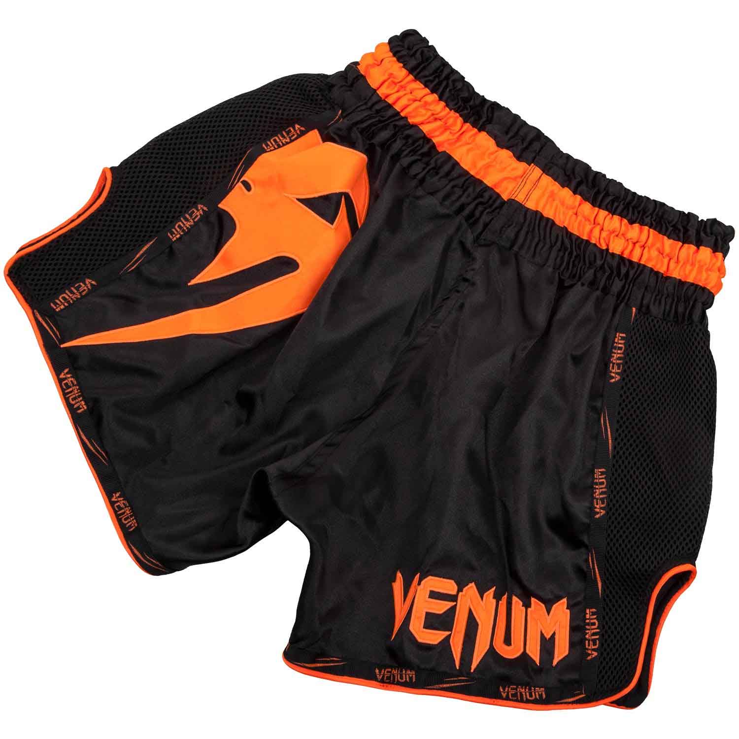 VENUM／ヴェナム　ムエタイショーツ　　GIANT MUAY THAI SHORTS／ジャイアント ムエタイショーツ（黒／ネオ・オレンジ）