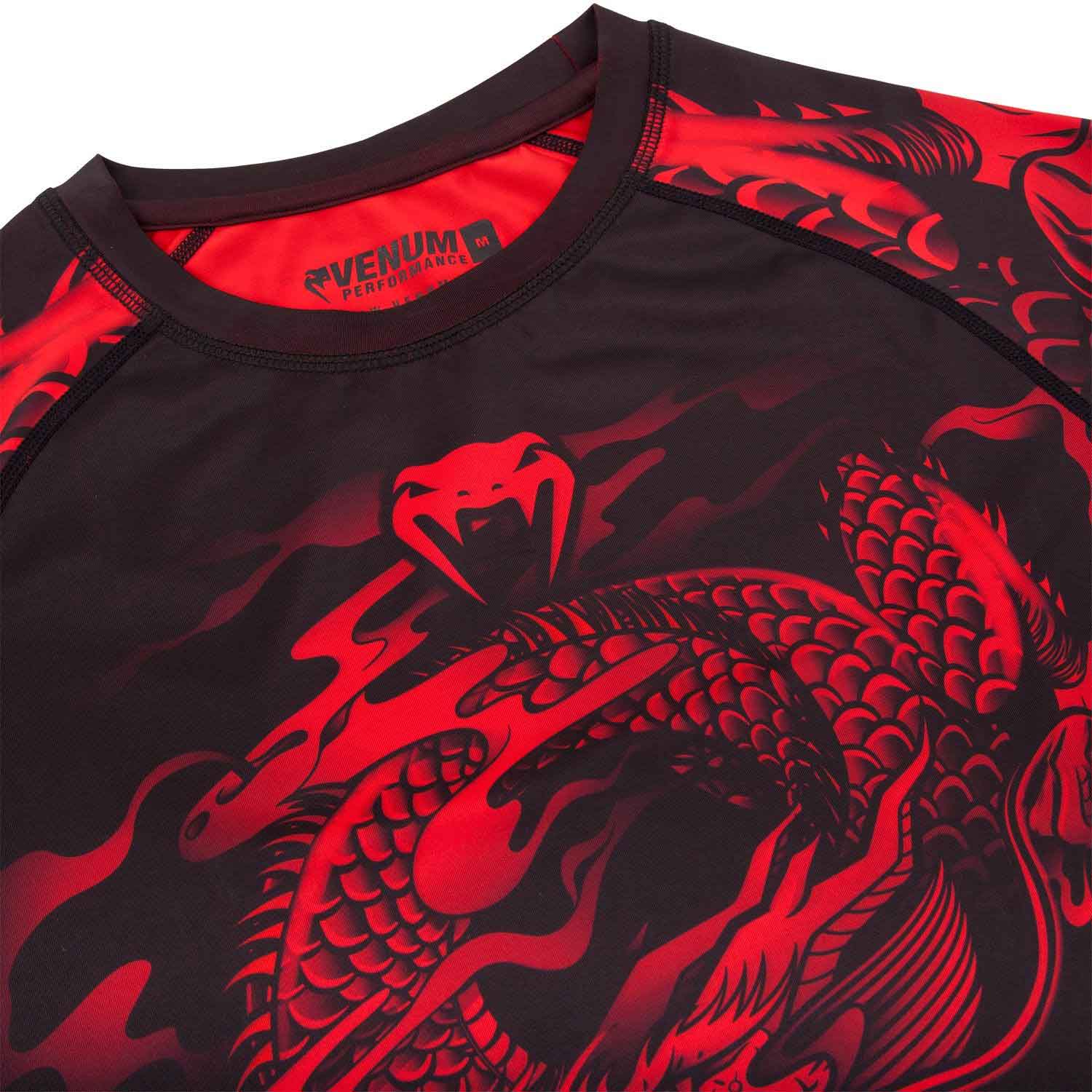 VENUM／ヴェナム　ラッシュガード　　DRAGON'S FLIGHT RASHGUARD／ドラゴンズフライト ラッシュガード（黒／レッド）ショート