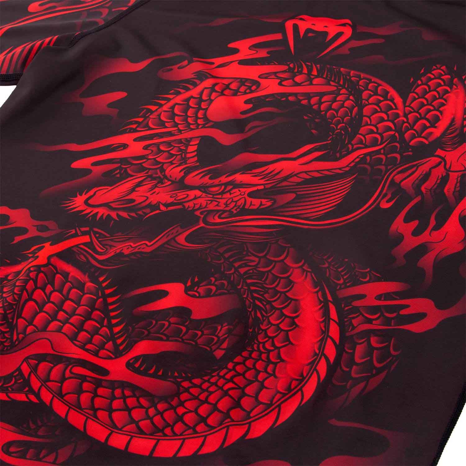 VENUM／ヴェナム　ラッシュガード　　DRAGON'S FLIGHT RASHGUARD／ドラゴンズフライト ラッシュガード（黒／レッド）ショート