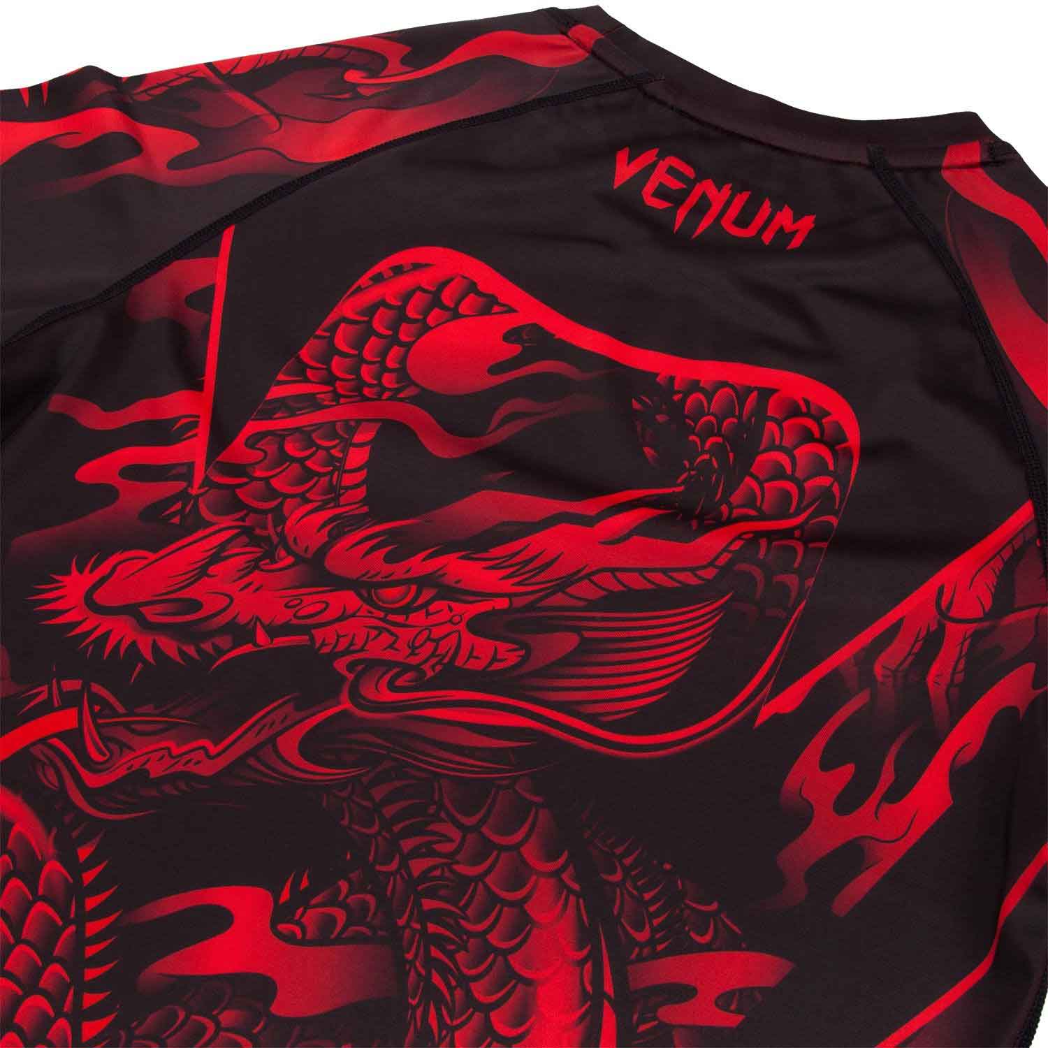 VENUM／ヴェナム　ラッシュガード　　DRAGON'S FLIGHT RASHGUARD／ドラゴンズフライト ラッシュガード（黒／レッド）ショート