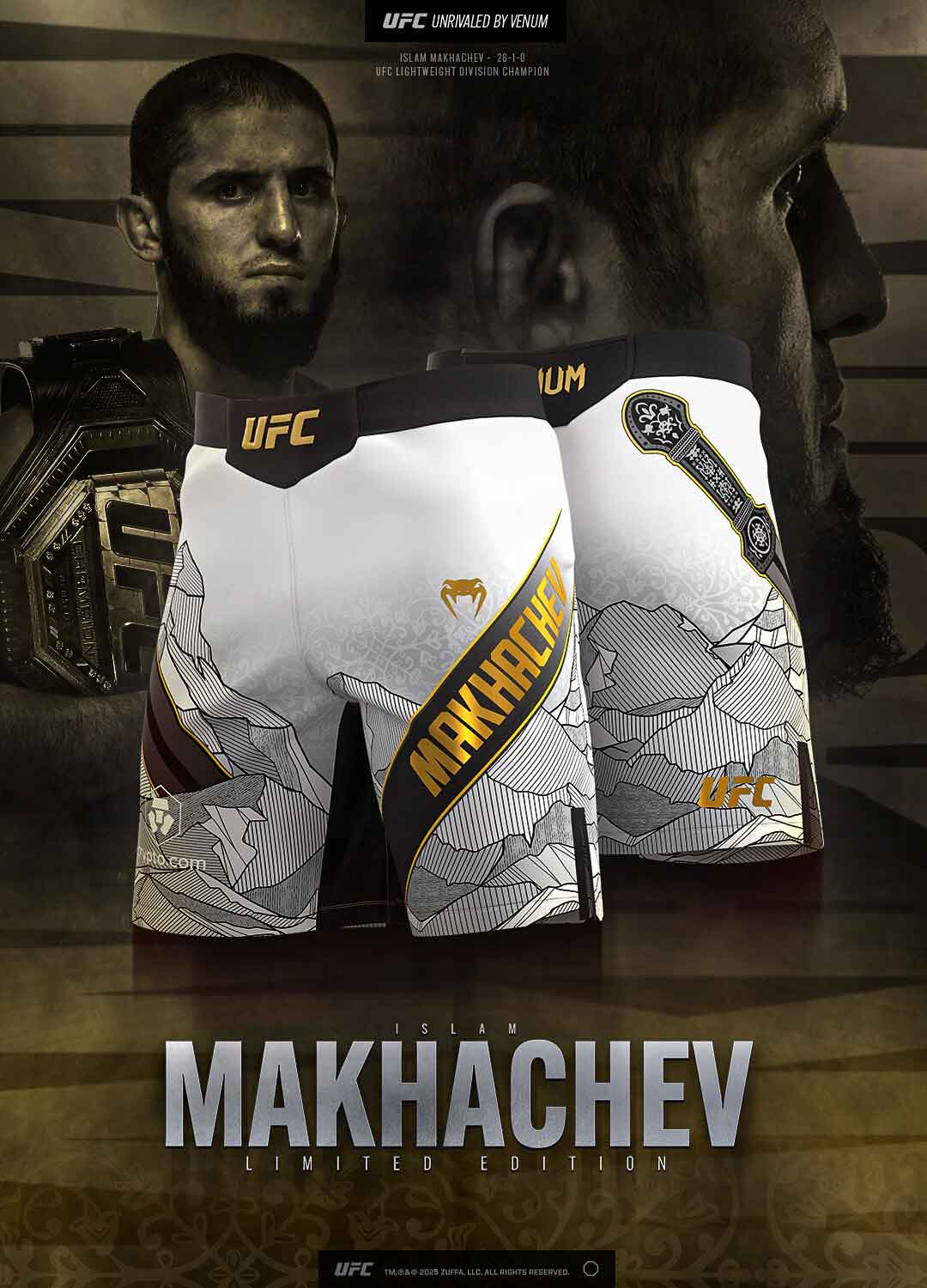 VENUM／ヴェナム　ファイトショーツ　　UFC Unrivaled by Venum Islam Makhachev Men’s Fight Short／限定版UFCアンライバルド by ヴェナム イスラム・マカチェフ メンズ ファイトショーツ