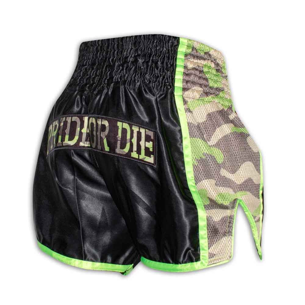 PRIDE OR DIE(PRiDEorDiE)／プライド オア ダイ　ムエタイショーツ　　RAW TRAINING CAMP Muay Thai Shorts Jungle Camo／ロウ トレーニングキャンプ ムエタイショーツ（ジャングルカモ）