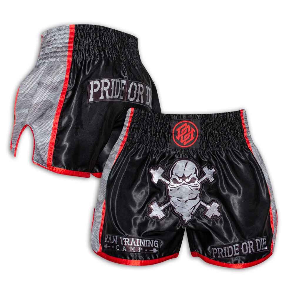 PRIDE OR DIE(PRiDEorDiE)／プライド オア ダイ　ムエタイショーツ　　RAW TRAINING CAMP Muay Thai Shorts Urban Camo／ロウ トレーニングキャンプ ムエタイショーツ（アーバンカモ）