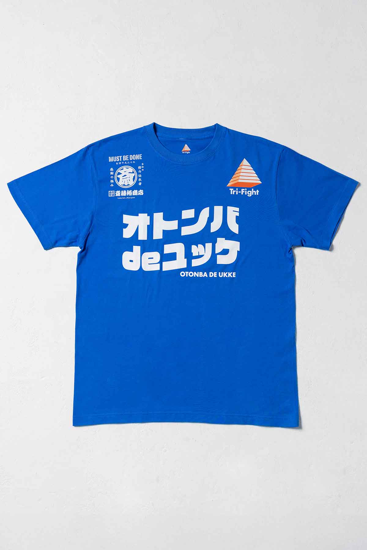 Tri-Fight／トライファイト　　斎藤裕商店×おとんば×トライファイト トリプルネームTシャツ（ユタカブルー）