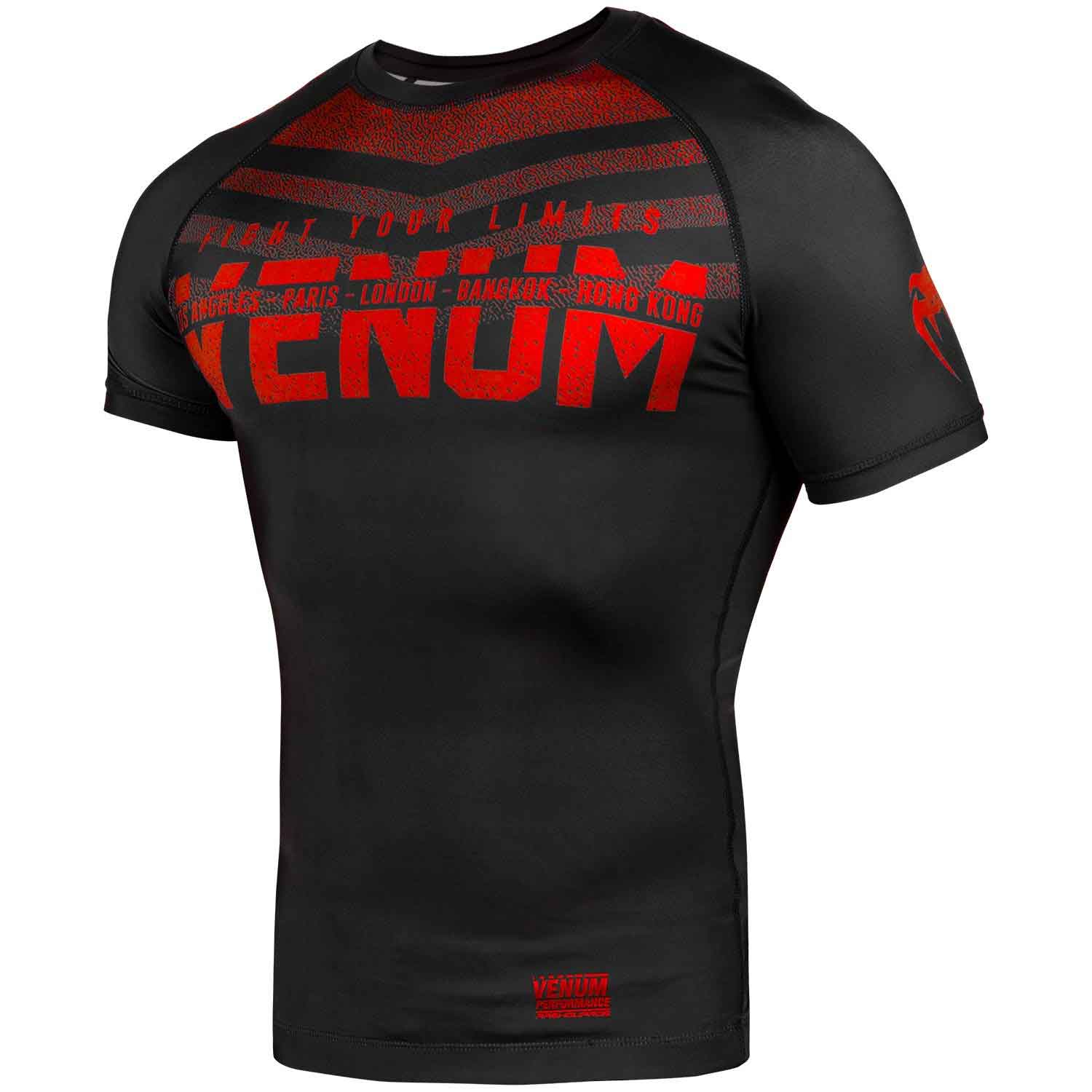 VENUM／ヴェナム　ラッシュガード　　SIGNATURE RASHGUARD SHORT SLEEVES／シグネイチャー ラッシュガード ショート（黒／レッド）