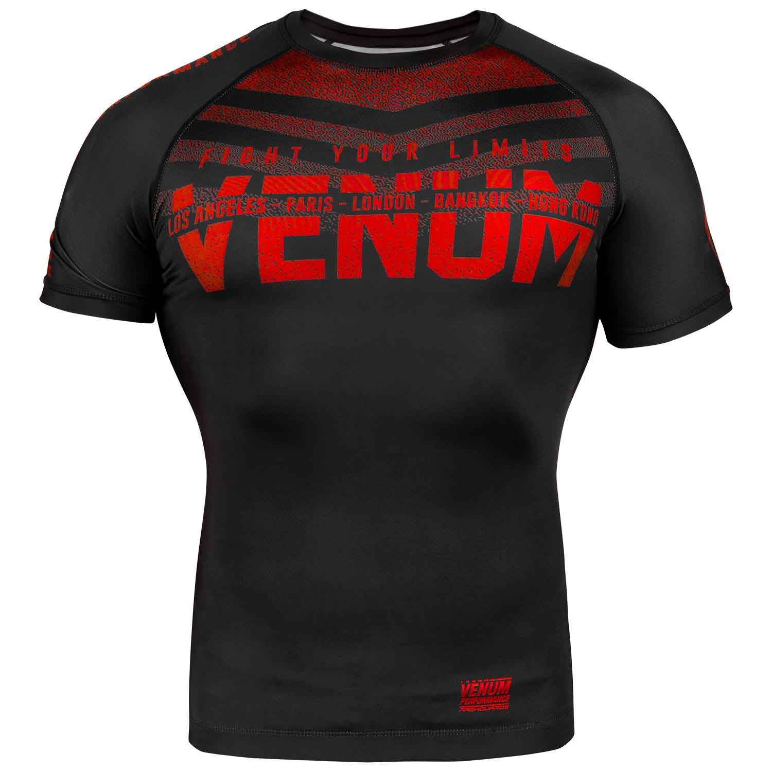 VENUM／ヴェナム　ラッシュガード　　SIGNATURE RASHGUARD SHORT SLEEVES／シグネイチャー ラッシュガード ショート（黒／レッド）