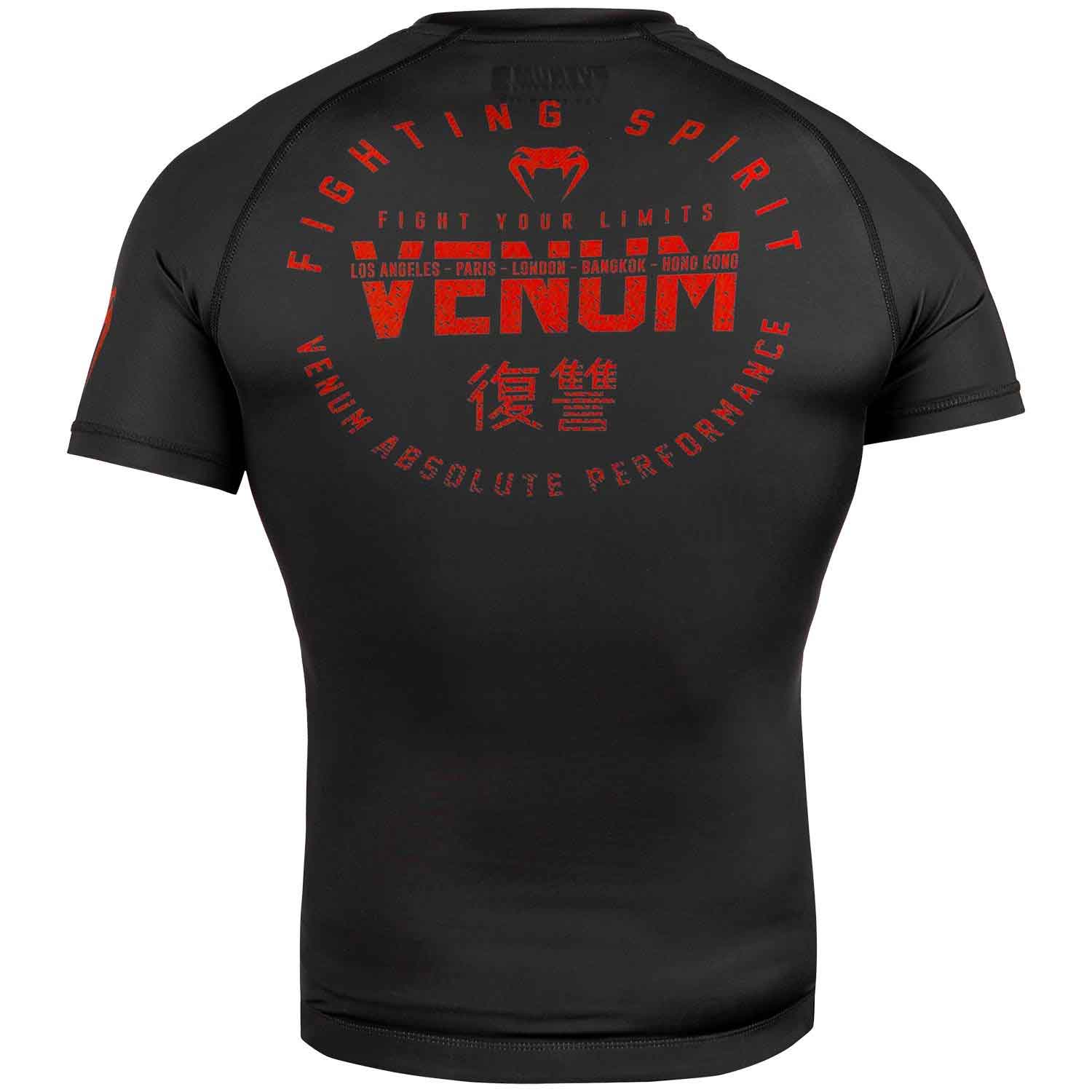 VENUM／ヴェナム　ラッシュガード　　SIGNATURE RASHGUARD SHORT SLEEVES／シグネイチャー ラッシュガード ショート（黒／レッド）