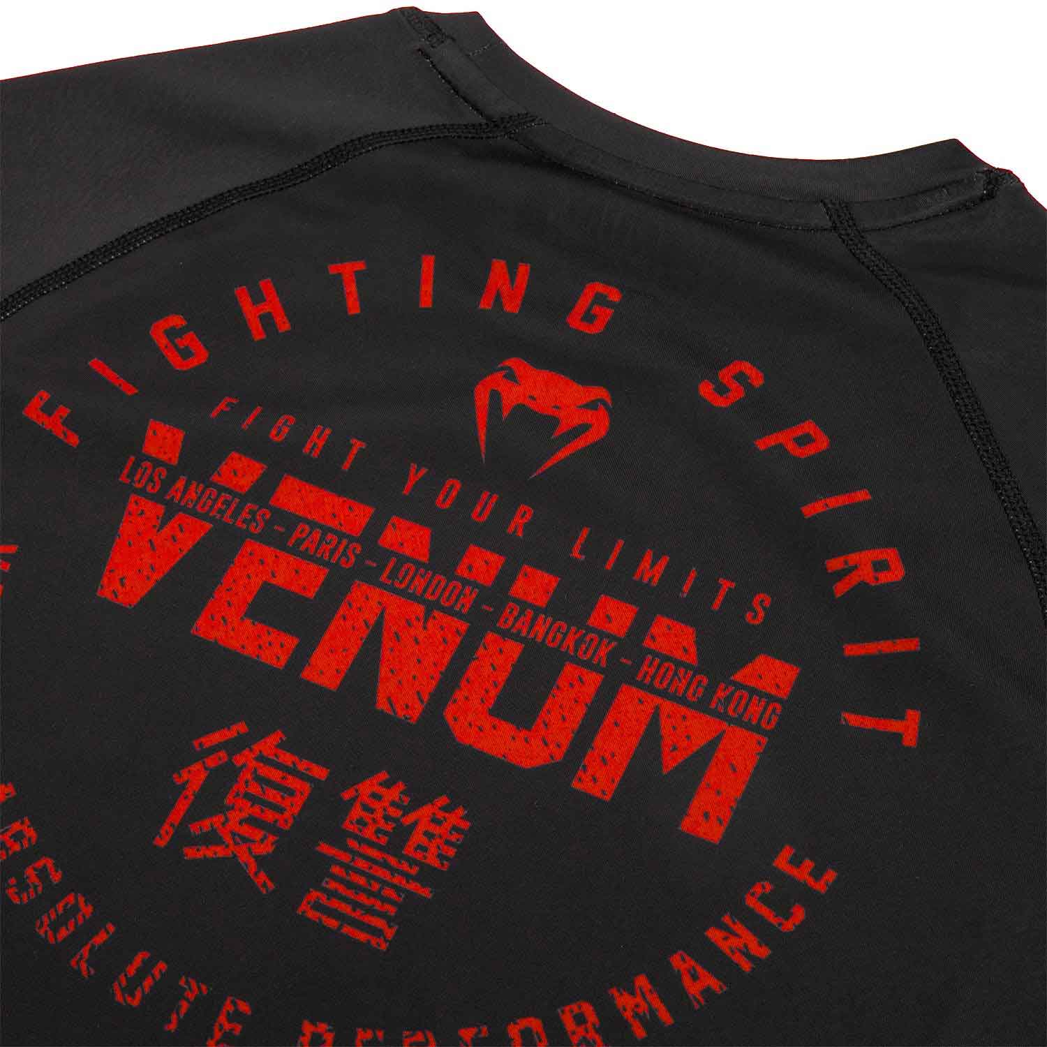 VENUM／ヴェナム　ラッシュガード　　SIGNATURE RASHGUARD SHORT SLEEVES／シグネイチャー ラッシュガード ショート（黒／レッド）