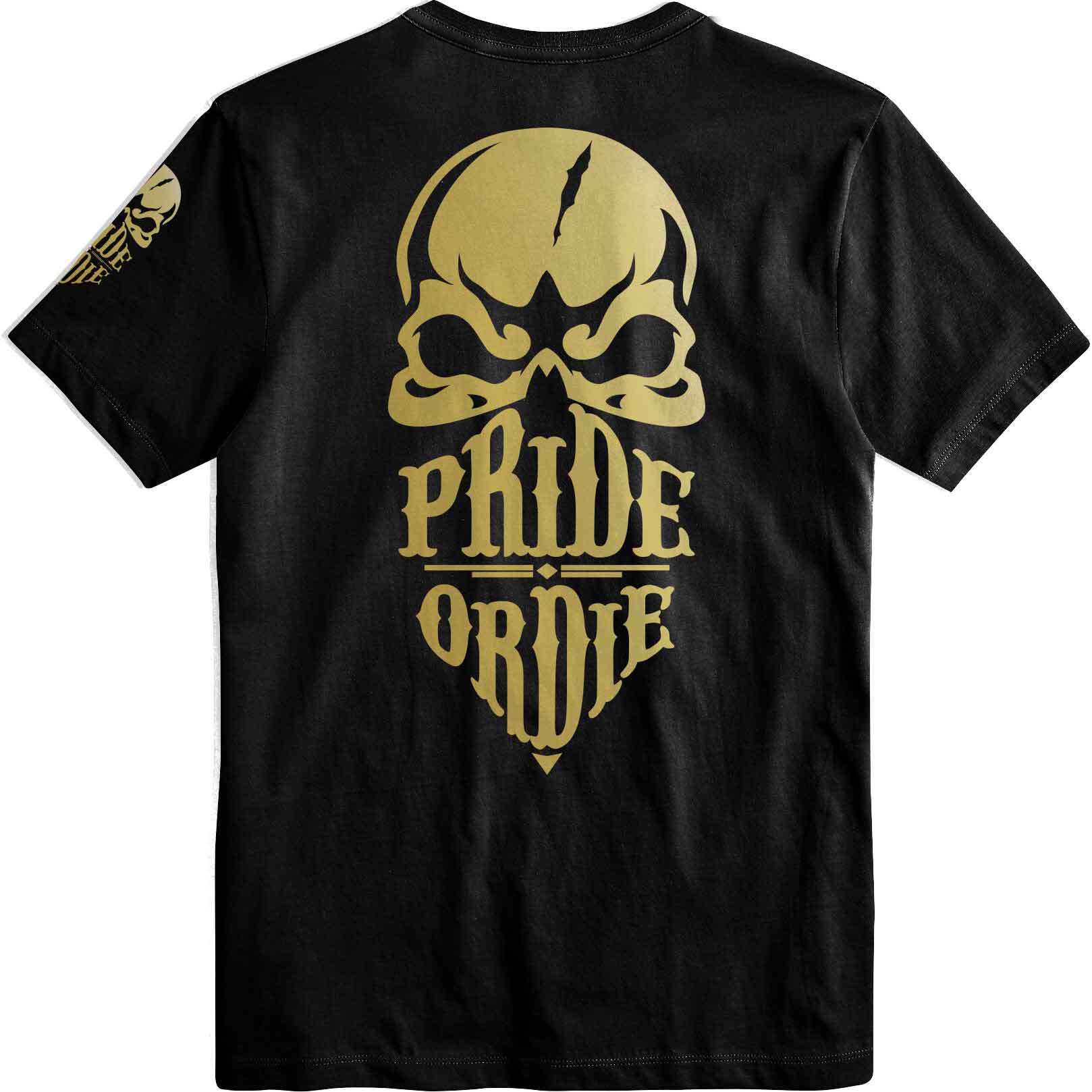 PRIDE OR DIE(PRiDEorDiE)／プライド オア ダイ　Tシャツ　　RECKLESS Gold T-Shirt／レックレス Tシャツ（黒／ゴールド）