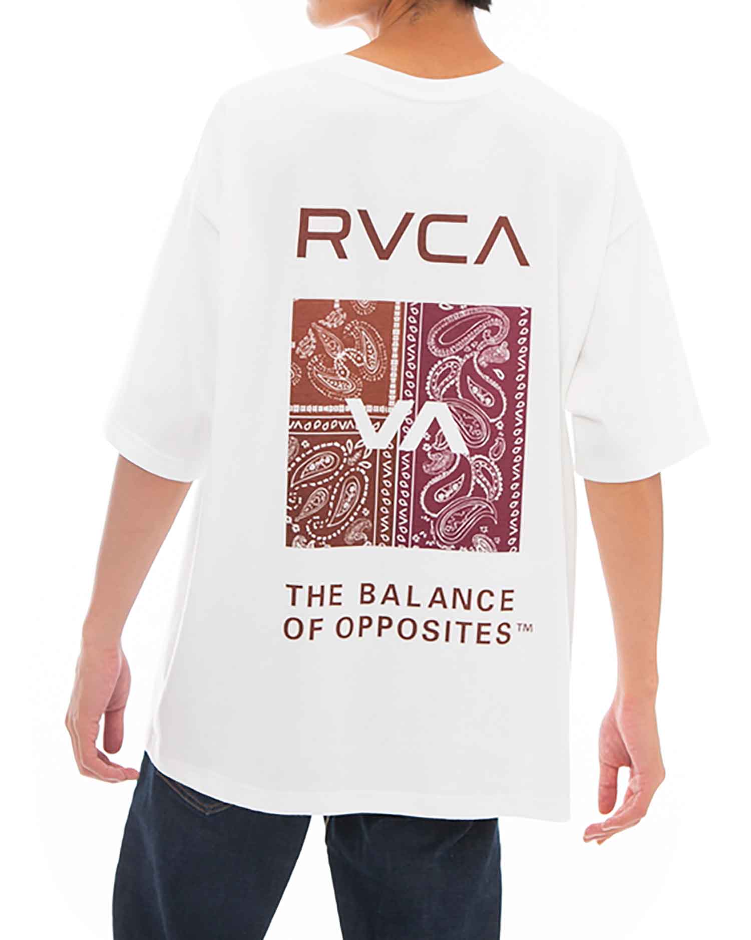 RVCA／ルーカ（ルカ）　Tシャツ　　BANDANA Tシャツ（白／レッドブラウン）