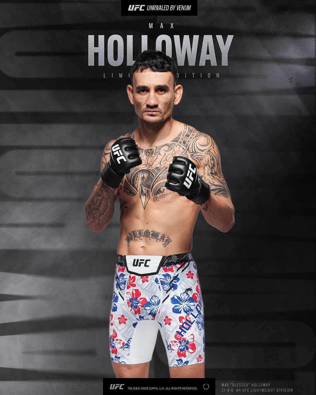 UFC Unrivaled by Venum Men's Max Holloway Vale Tudo Short／UFC アンライバルド by ヴェナム メンズ マックス・ホロウェイ バーリトゥードショーツ