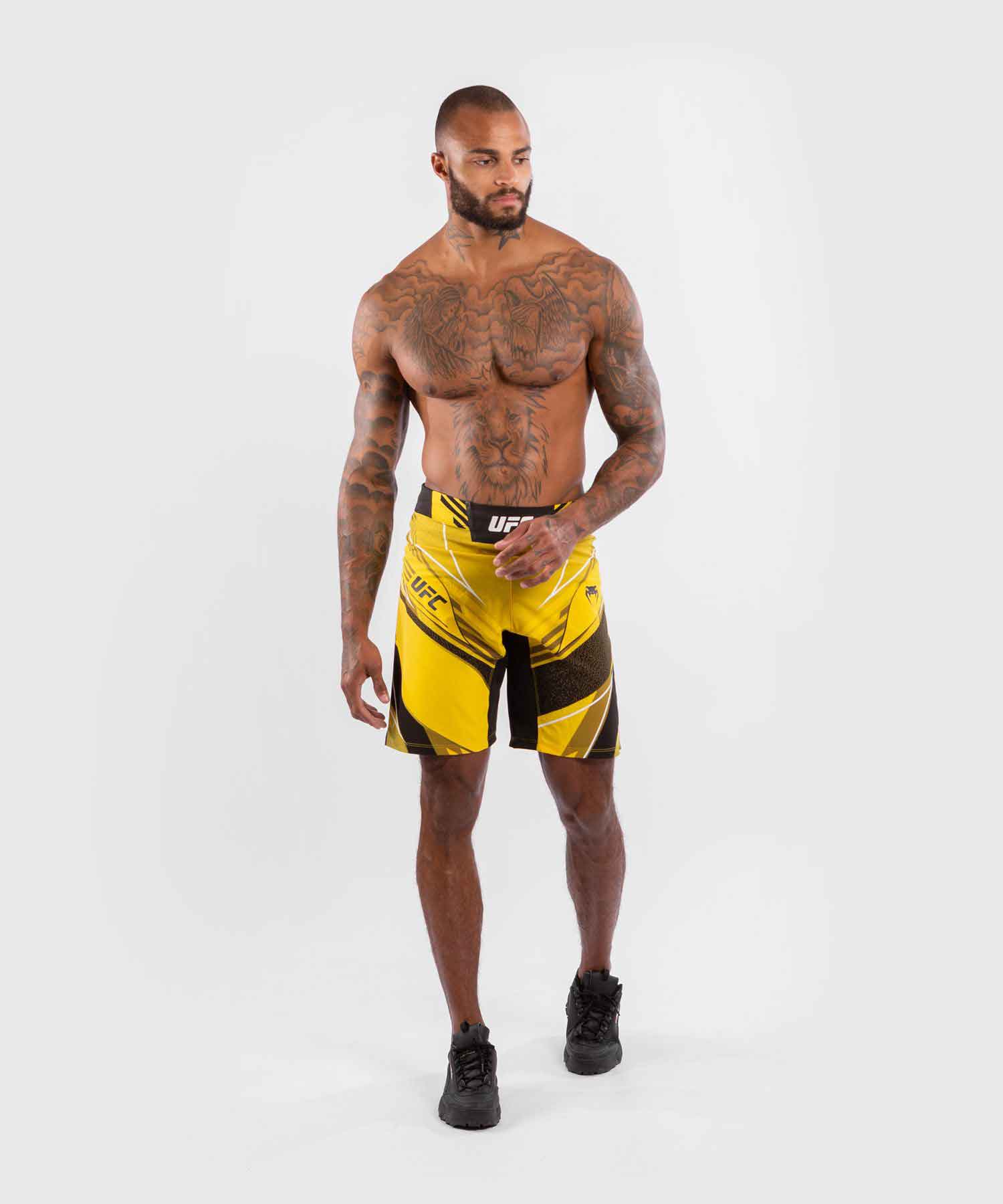 VENUM／ヴェナム　ファイトショーツ　　UFC VENUM AUTHENTIC FIGHT NIGHT MEN'S SHORTS LONG FIT／UFC VENUM オーセンティック ファイトナイト メンズ ショーツ ロング フィット（イエロー／黒）