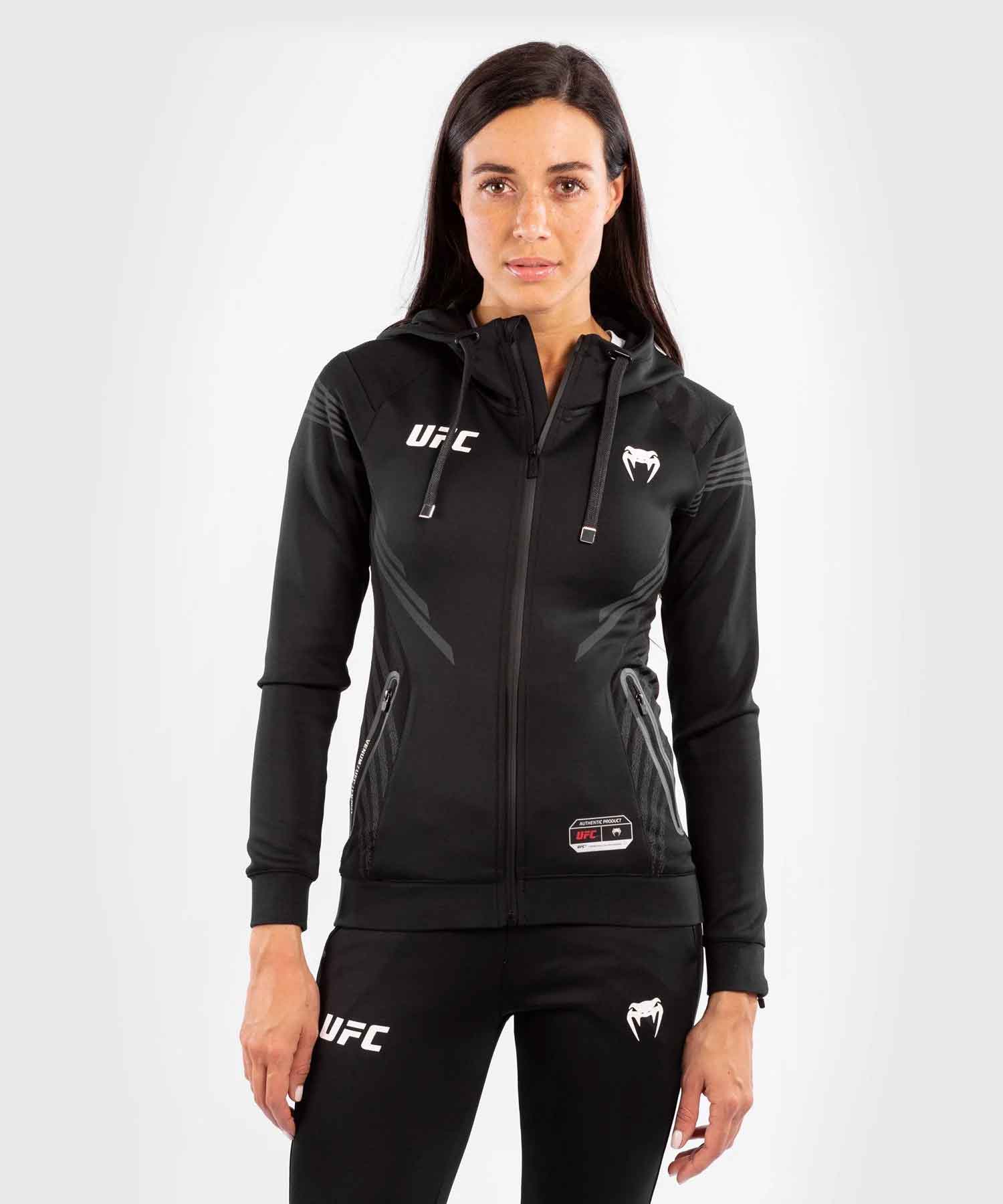 VENUM WOMEN／レディース　パーカー　　UFC VENUM AUTHENTIC FIGHT NIGHT WOMEN'S WALKOUT HOODIE／UFC VENUM オーセンティック ファイトナイト レディース ウオークアウト フーディー（パーカー）黒