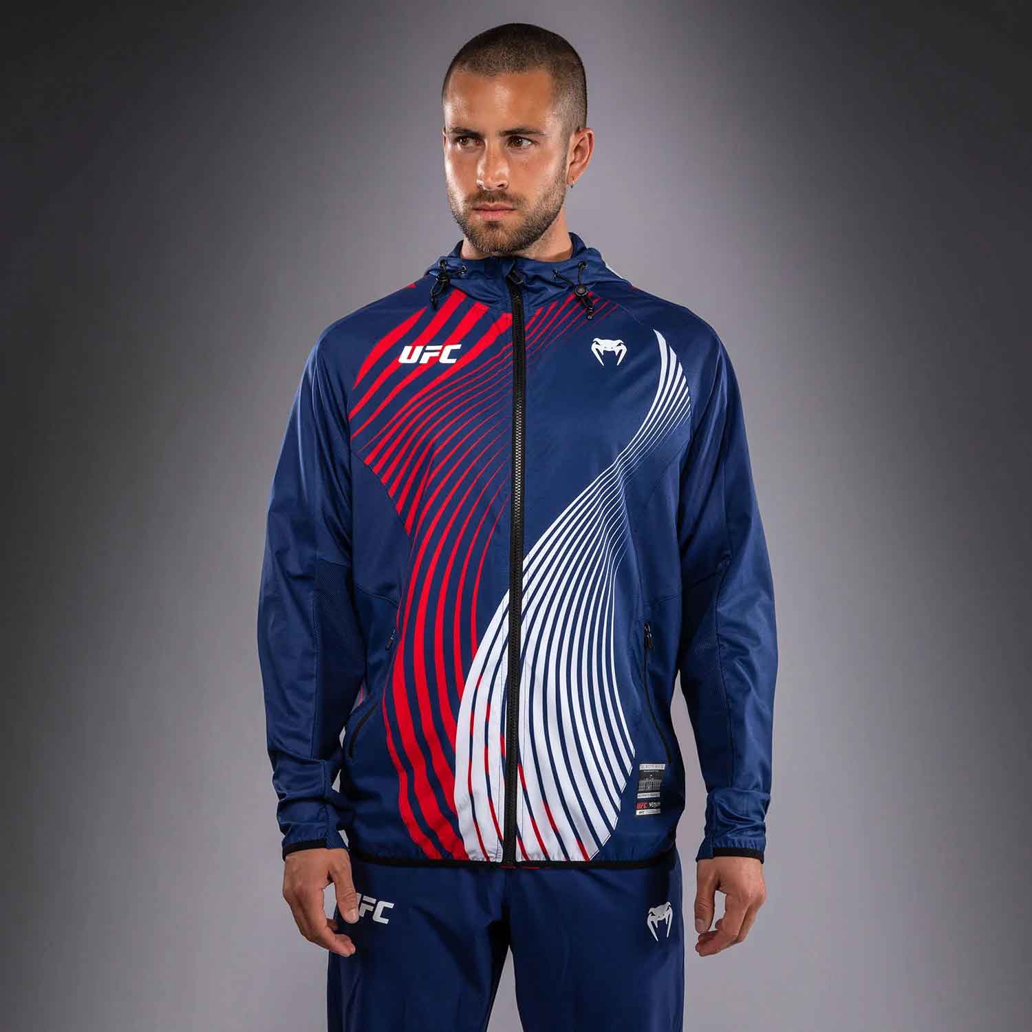 Official UFC Freedom 250 by Venum Authentic Fight Night Men's Blue Walkout Hoodie／オフィシャル UFC フリーダム 250 by ヴェナム オーセンティック ファイトナイト メンズ ブルー ウォークアウト フーディー