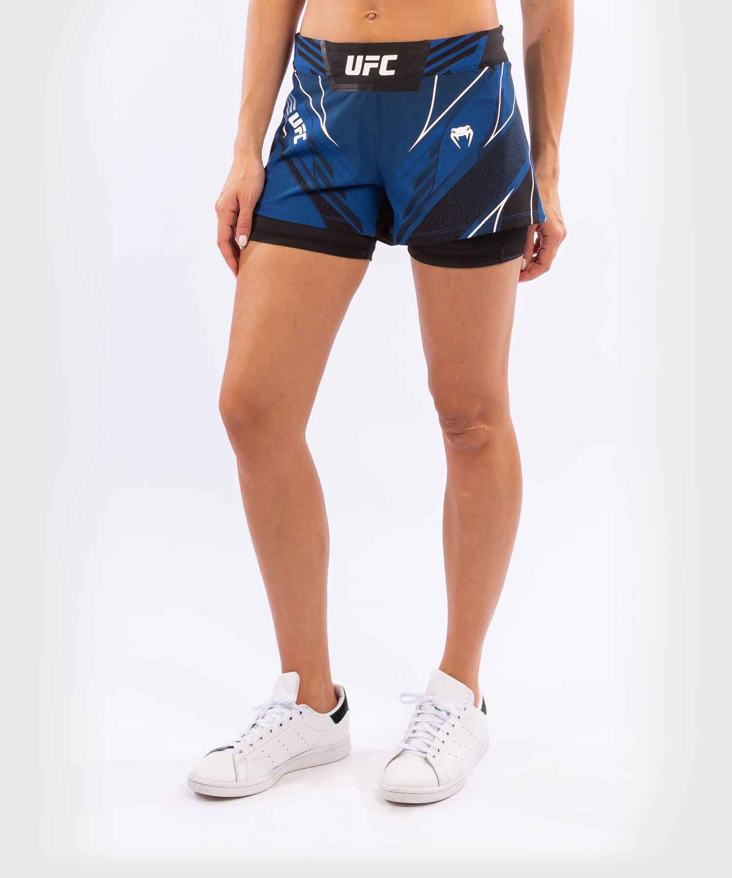 VENUM WOMEN／レディース　ファイトショーツ　　UFC VENUM AUTHENTIC FIGHT NIGHT WOMEN'S SHORTS SHORT FIT／UFC VENUM オーセンティック ファイトナイト レディース ショーツ ショートフィット（ブルー／黒）