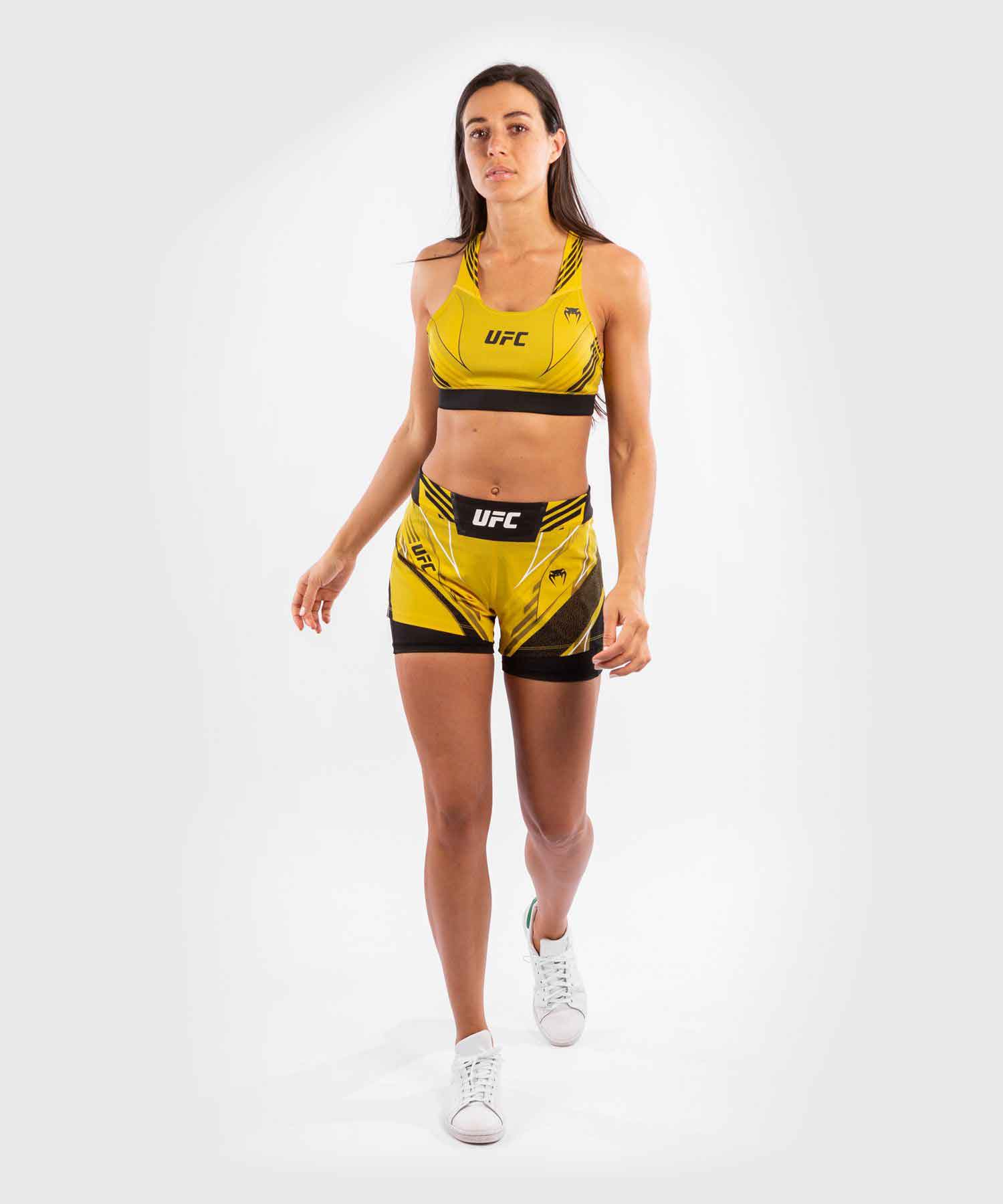 VENUM WOMEN／レディース　ファイトショーツ　　UFC VENUM AUTHENTIC FIGHT NIGHT WOMEN'S SHORTS SHORT FIT／UFC VENUM オーセンティック ファイトナイト レディース ショーツ ショートフィット（イエロー／黒）