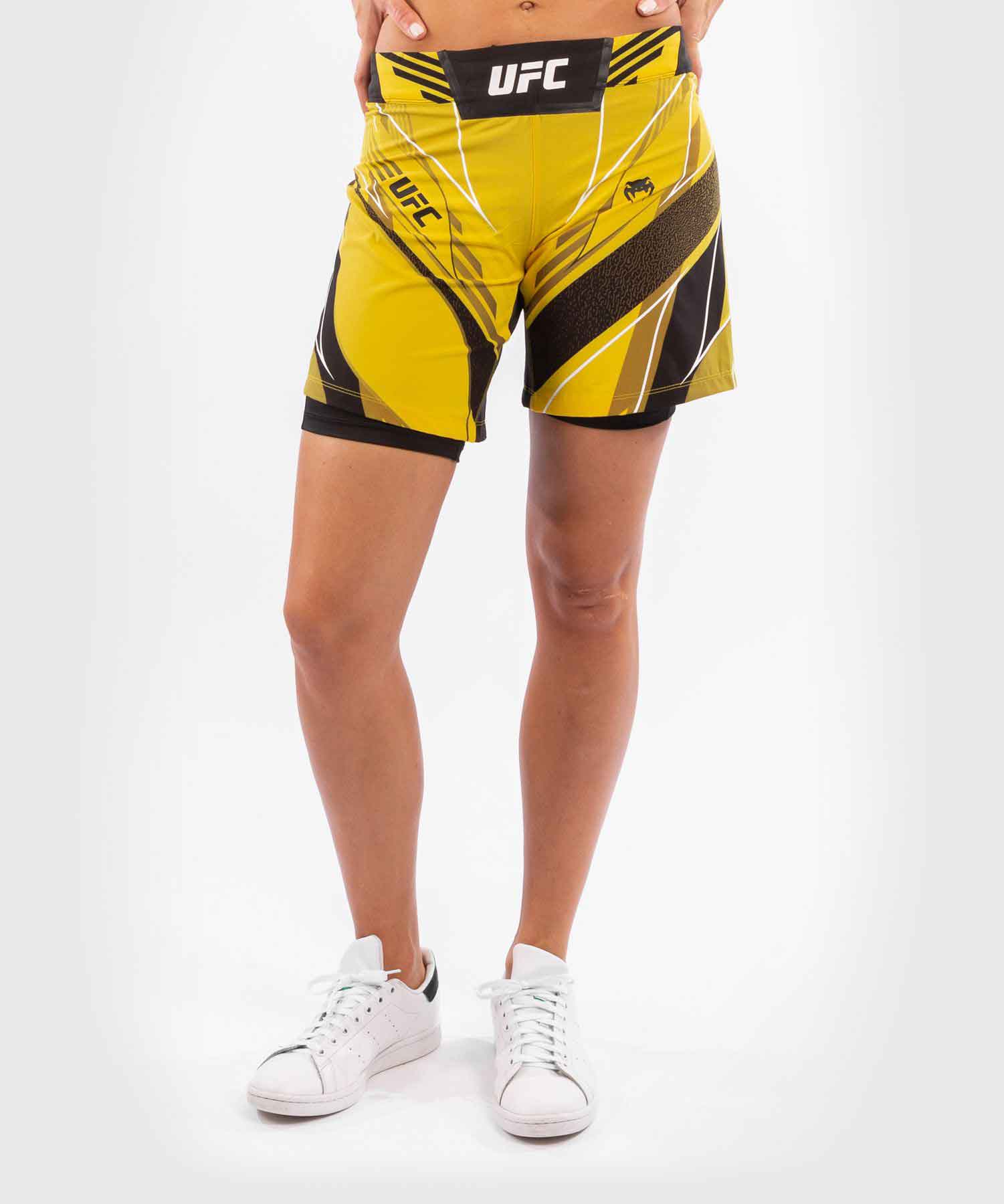 UFC VENUM AUTHENTIC FIGHT NIGHT WOMEN'S SHORTS LONG FIT／UFC VENUM オーセンティック ファイトナイト レディース ショーツ ロングフィット（イエロー／黒）