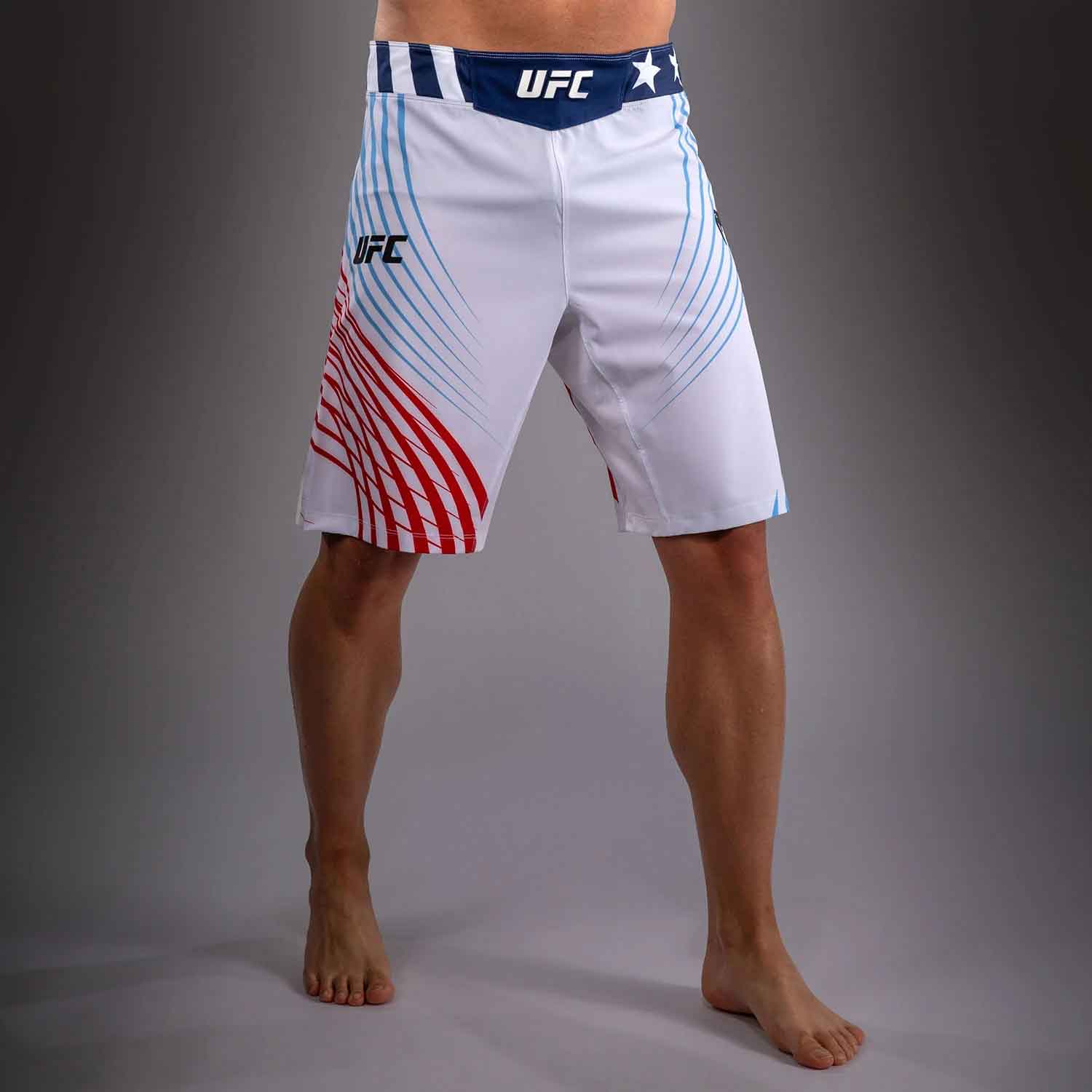Official UFC Freedom 250 by Venum Authentic Fight Night Men's White Long Fit Short／オフィシャル UFC フリーダム 250 by ヴェナム オーセンティック ファイトナイト メンズ ロングフィット ファイトショーツ（白）