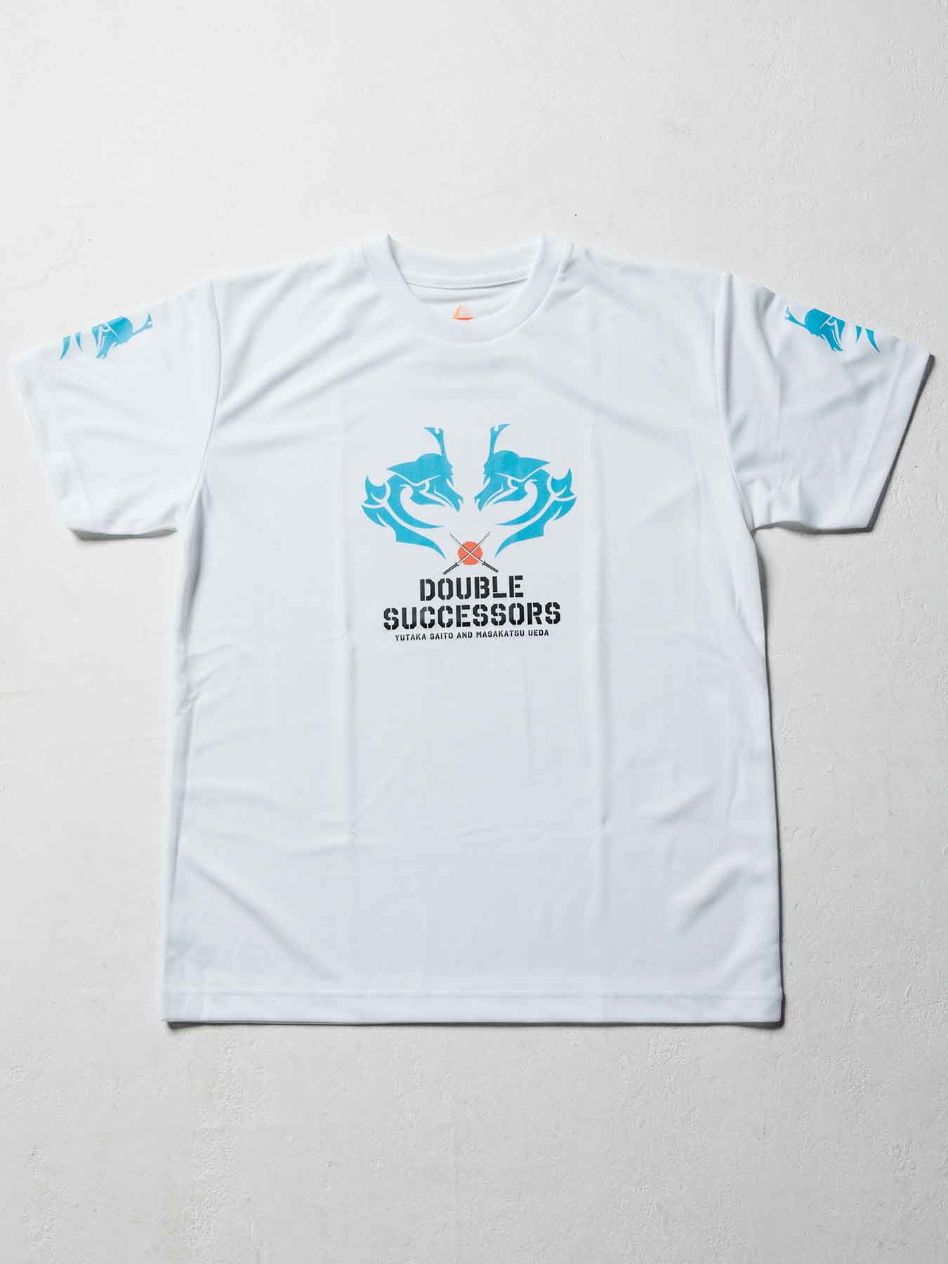 YUTAKA SAITO & MASAKATSU UEDA「DOUBLE SUCCESSORS」DRY-FIT T-SHIRT／斎藤裕 & 上田将勝「ダブル・サクセサース」ドライフィットTシャツ（白）