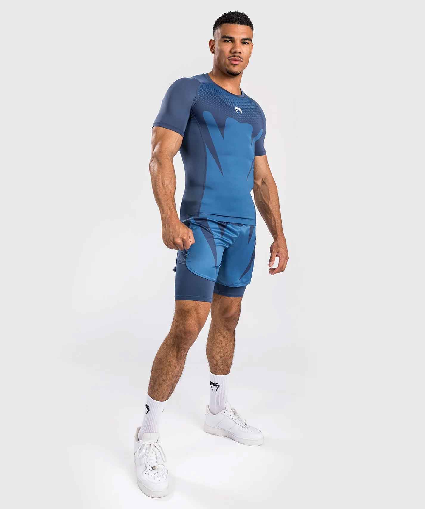 VENUM／ヴェナム　ラッシュガード　　Attack Men's Short Sleeve Rashguard／アタック メンズ ショートスリーブ ラッシュガード（ライトネイビーブルー／ブルー）