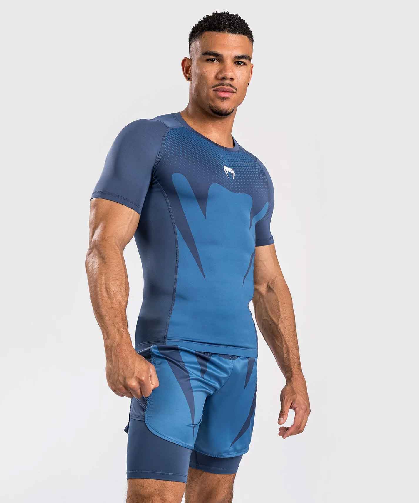Attack Men's Short Sleeve Rashguard／アタック メンズ ショートスリーブ ラッシュガード（ライトネイビーブルー／ブルー）