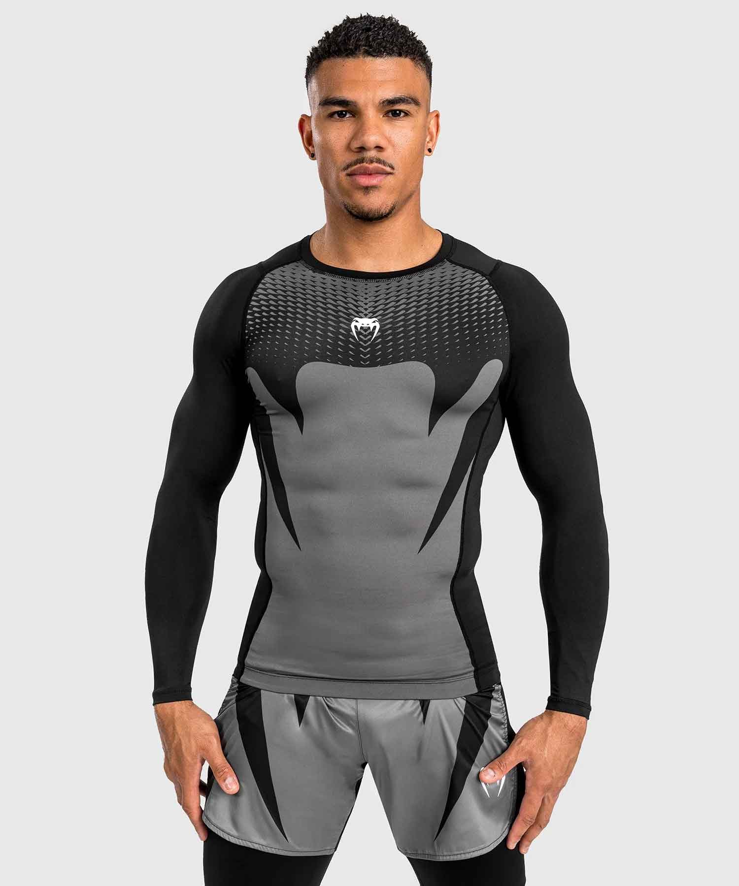 Attack Men's Long Sleeve Rashguard／アタック メンズ ロングスリーブ ラッシュガード（黒／グレー）
