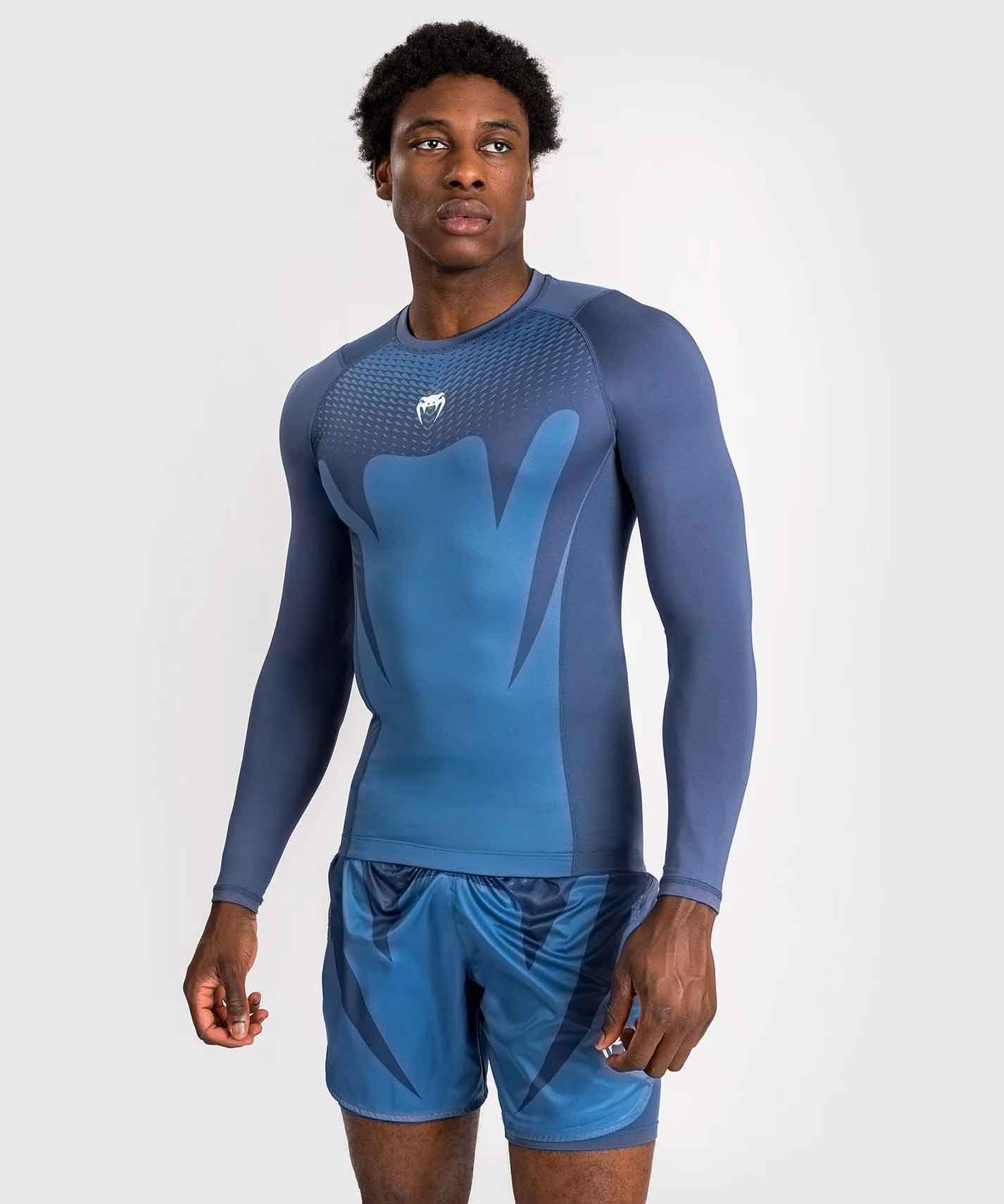 Attack Men's Long Sleeve Rashguard／アタック メンズ ロングスリーブ ラッシュガード（ライトネイビーブルー／ブルー）