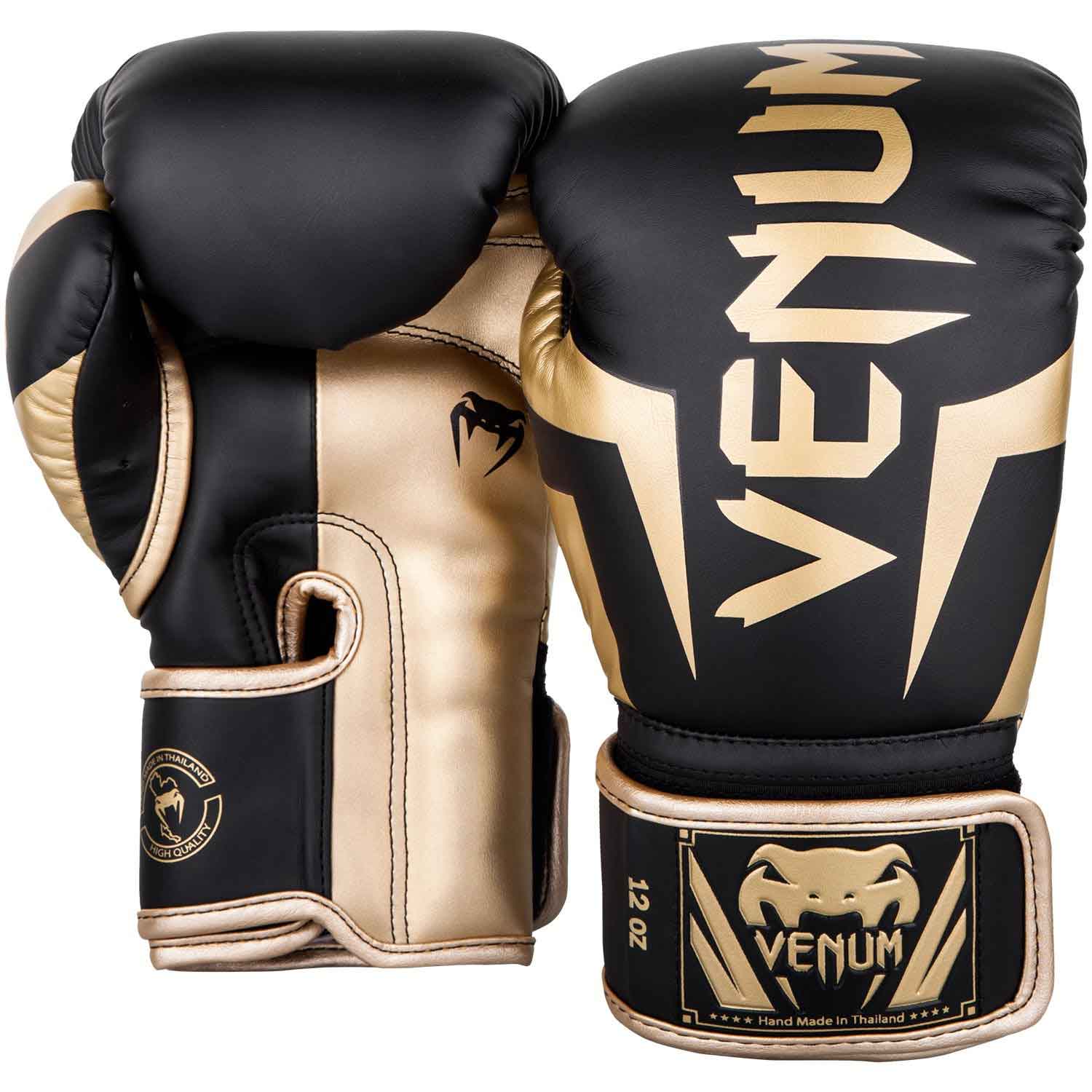 VENUM／ヴェナム　ボクシンググローブ　　ELITE BOXING GLOVES／エリート ボクシンググローブ（黒／ゴールド）