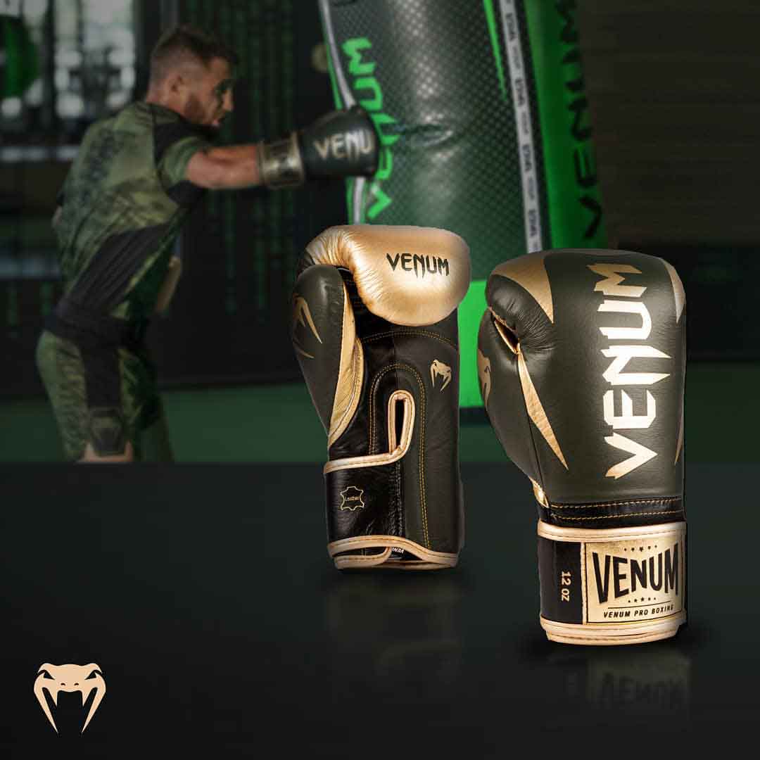 VENUM／ヴェナム　ボクシンググローブ　　HAMMER PRO BOXING GLOVES VELCRO／ハンマー プロボクシンググローブ ベルクロ（カーキ／ゴールド）