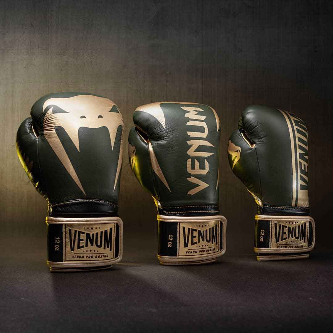 VENUM／ヴェナム　ボクシンググローブ　　HAMMER PRO BOXING GLOVES VELCRO／ハンマー プロボクシンググローブ ベルクロ（カーキ／ゴールド）