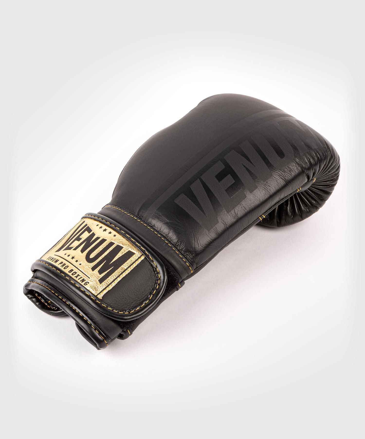 VENUM／ヴェナム　ボクシンググローブ　　SHIELD PRO BOXING GLOVES VELCRO／シールド プロボクシンググローブ ベルクロ（マットブラック／ゴールド）