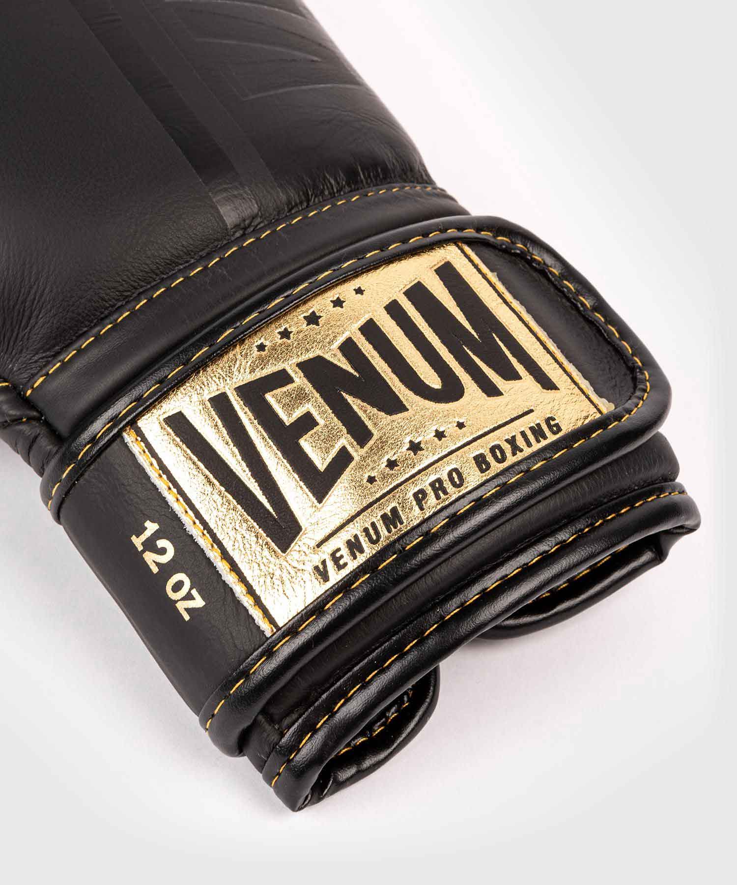 VENUM／ヴェナム　ボクシンググローブ　　SHIELD PRO BOXING GLOVES VELCRO／シールド プロボクシンググローブ ベルクロ（マットブラック／ゴールド）